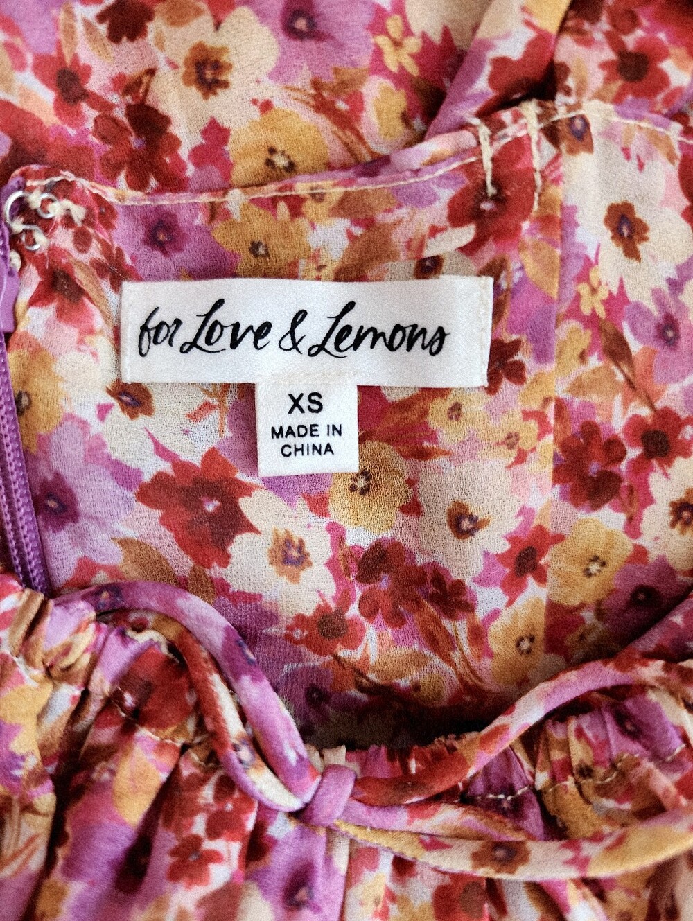 FOR LOVE & LEMONS FELICIA MINI DRESS RED YELLOW SWEETHEART NECKLINE WOMENS XS - Picture 8 of 16